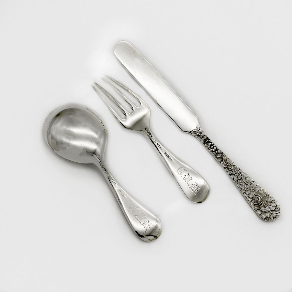 S.Kirk & Son Repousse Sterling Silver Children's/Baby Flatware Set